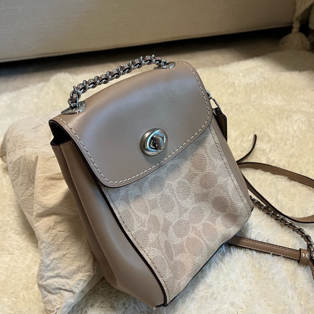 Coach Tan and Cream Mini Bag